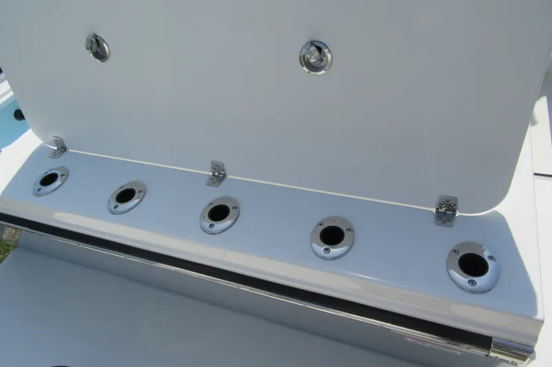 Slide: The Image of Rod holders on a 2027 Parker 247 Explorer boat, showcasing sleek design and functionality. - 25
