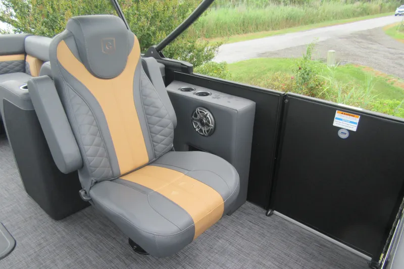 Slide: The Image of Luxurious seating on the 2027 Godfrey Monaco 235 ULC pontoon boat, featuring premium upholstery. - 7