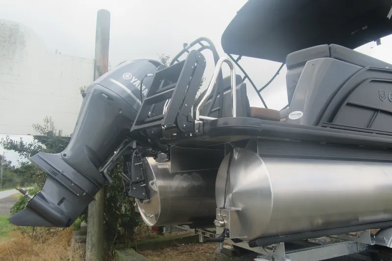 Slide: The Image of 2027 Godfrey Monaco 235 ULC pontoon boat with Yamaha outboard motor. - 3