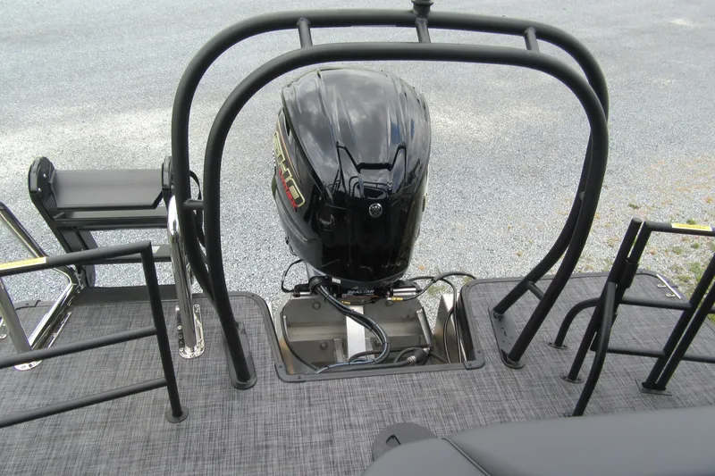Slide: The Image of 2027 Godfrey Sweetwater 2286 SFLC boat engine and deck view. - 17
