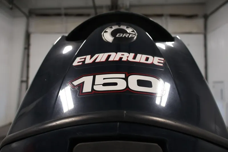 Slide: The Image of Evinrude 150 outboard motor on 2012 Ranger 1860 Angler boat. - 36