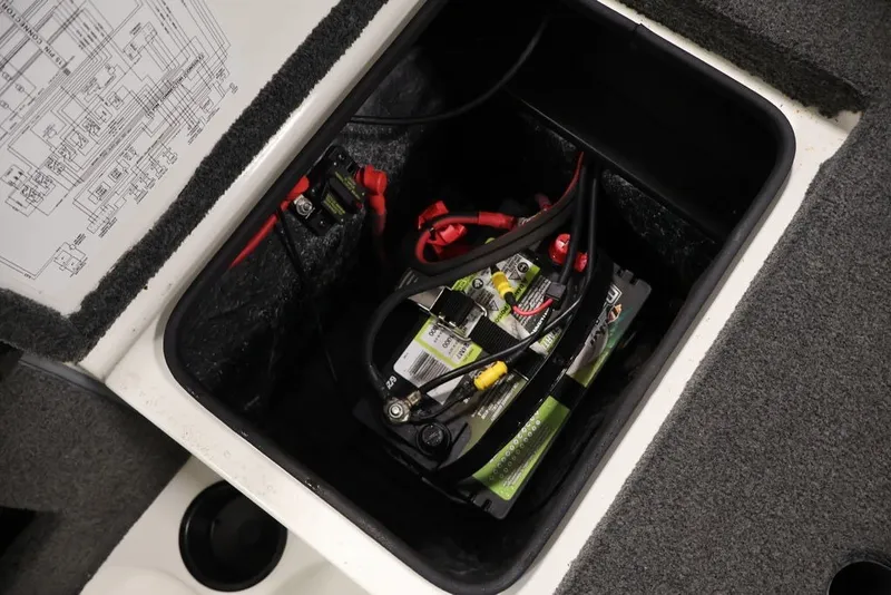 Slide: The Image of Battery compartment of a 2012 Ranger 1860 Angler boat with wiring diagram. - 34