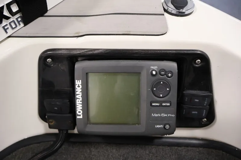 Slide: The Image of Lowrance Mark-5x Pro fishfinder on 2012 Ranger 1860 Angler boat dashboard. - 12
