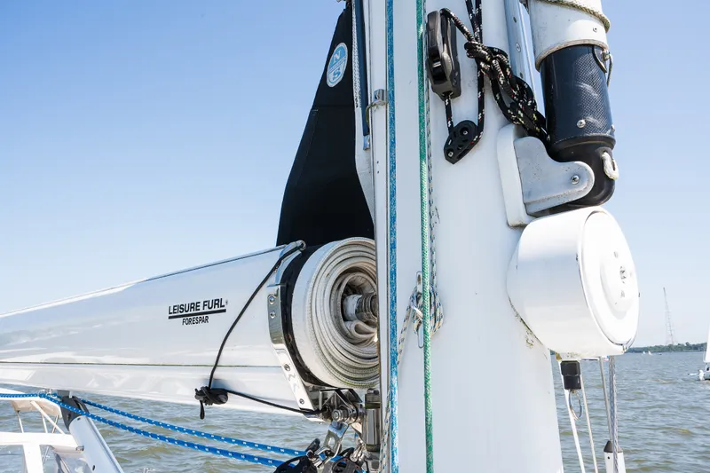 Slide: The Image of Close-up of a 2013 Sabre 456 sailboat mast with Leisure Furl system. - 63