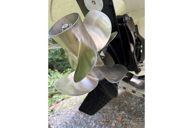 Slide: The Image of Close-up of a 2016 Sea Ray Sundancer 260 boat propeller. - 70