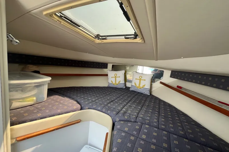 Slide: The Image of Interior cabin of 2001 Tiara Yachts 2900 Coronet with nautical-themed decor. - 28