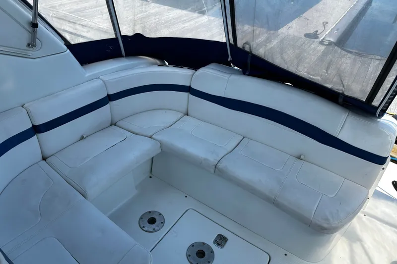 Slide: The Image of 2007 Formula 34 Performance Cruiser interior with white and blue seating. - 15