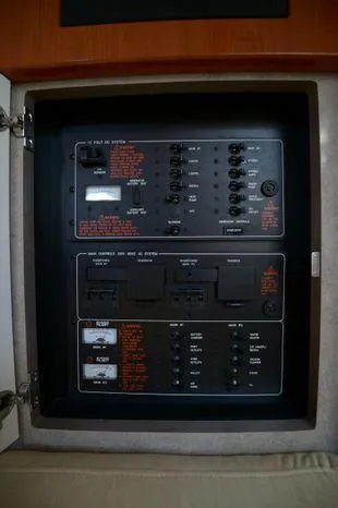 Slide: The Image of Electrical control panel inside a 2007 Formula 34 PC boat. - 29