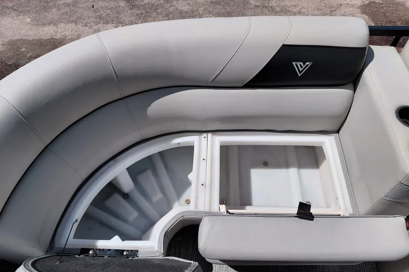 Slide: The Image of 2023 Viaggio Del Mar C boat seating with open storage compartments. - 19