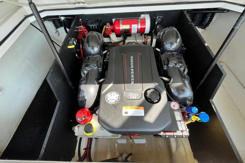 Slide: The Image of Engine compartment of 2023 Regal LS6 with Volvo Penta 350 V8 engine. - 15