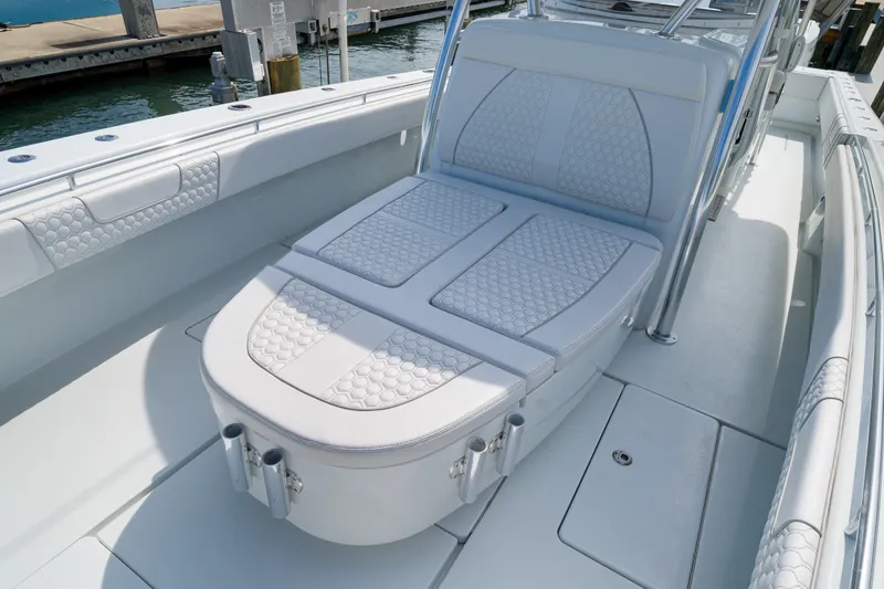 Slide: The Image of 2026 Contender 44 ST boat interior with luxurious seating and modern design. - 20