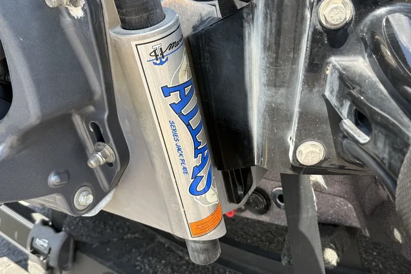 Slide: The Image of Close-up of Atlas Series Jack Plate on 2018 Skeeter FX21 boat. - 11