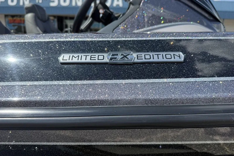 Slide: The Image of 2018 Skeeter FX21 Limited Edition badge on a sparkling boat surface. - 17