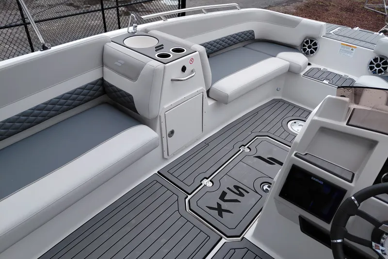 Slide: The Image of Luxurious interior of 2027 Starcraft SVX 211 OB boat with sleek seating and modern design. - 18