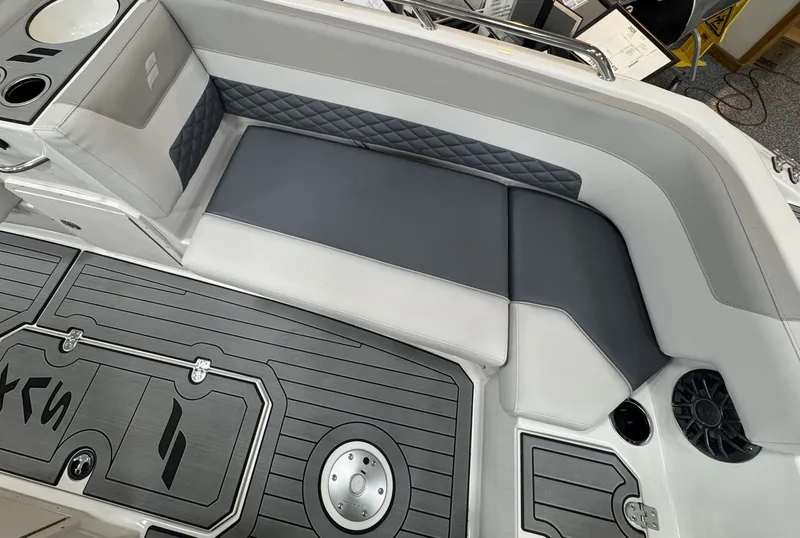 Slide: The Image of Interior view of a 2027 Starcraft 211SVXOB with gray and white upholstery. - 30