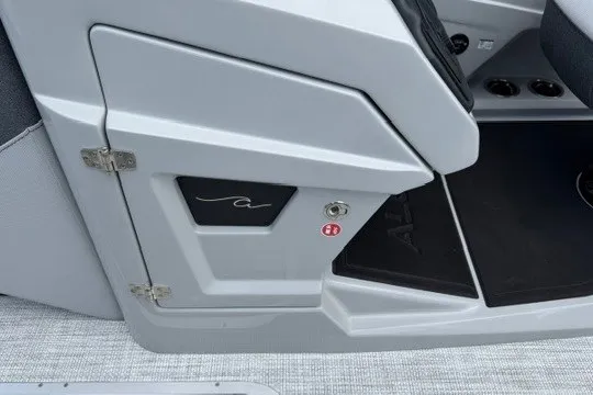 Slide: The Image of 2027 Alera M25Q boat interior detail with sleek design and modern fittings. - 46