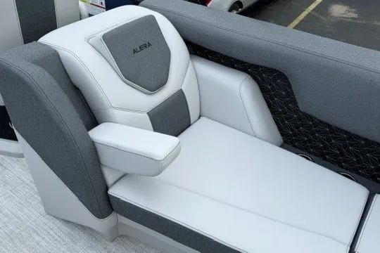 Slide: The Image of Luxurious Alera M25Q 2027 boat seat with sleek gray and white design. - 34
