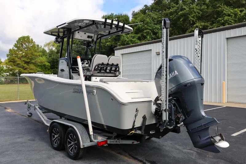 Slide: The Image of 2020 Sea Pro 239 Center Console boat with Yamaha engine on trailer. - 4