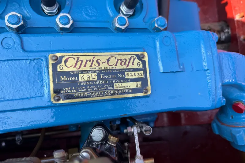 Slide: The Image of Close-up of a 1953 Chris Craft Riviera marine engine label. - 22