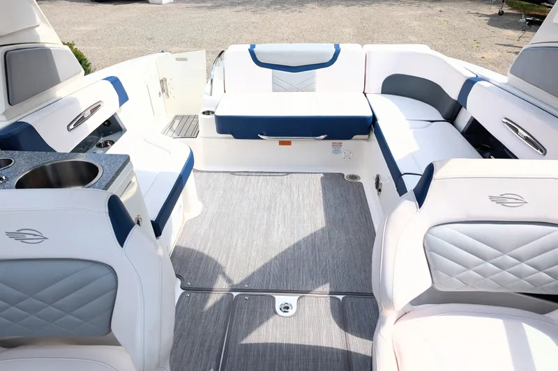 Slide: The Image of Interior of 2020 Chaparral 297 SSX boat with luxurious seating and modern design. - 9