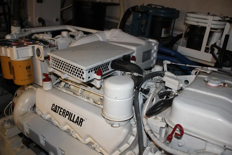 Slide: The Image of Engine room of 1989 Californian 55 Cockpit Motor Yacht with Caterpillar engine. - 21