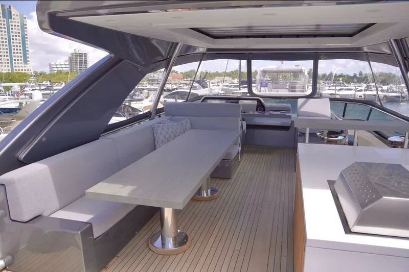 Slide: The Image of Luxurious 2018 Sanlorenzo SL78 yacht interior with elegant seating and dining area. - 47