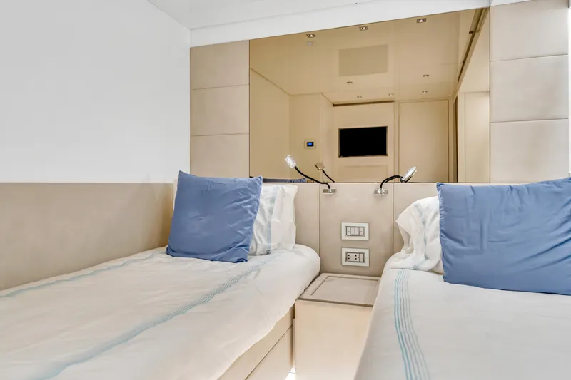 Slide: The Image of Luxurious twin cabin interior of 2018 Sanlorenzo SL78 yacht with modern amenities. - 31