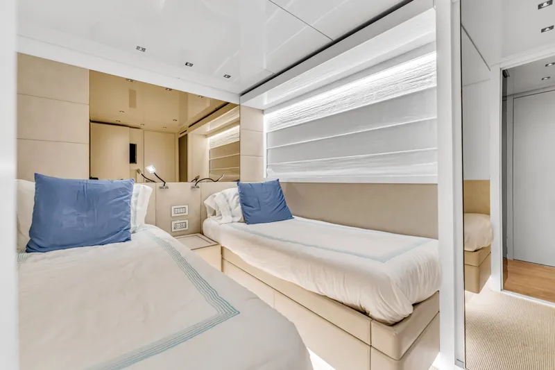 Slide: The Image of Luxurious twin cabin interior on 2018 Sanlorenzo SL78 yacht with modern design. - 26