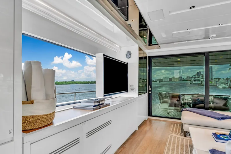 Slide: The Image of Luxurious interior of 2018 Sanlorenzo SL78 yacht with scenic water views. - 7