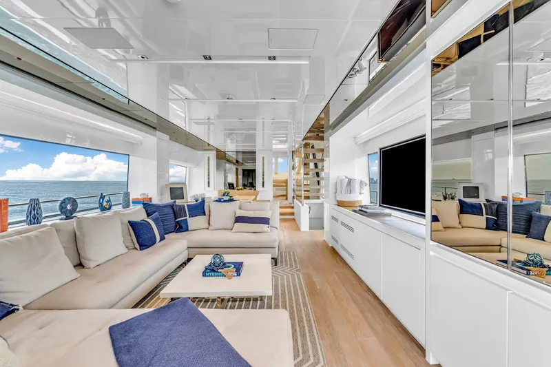 Slide: The Image of Luxurious interior of 2018 Sanlorenzo SL78 yacht with modern decor and ocean views. - 5