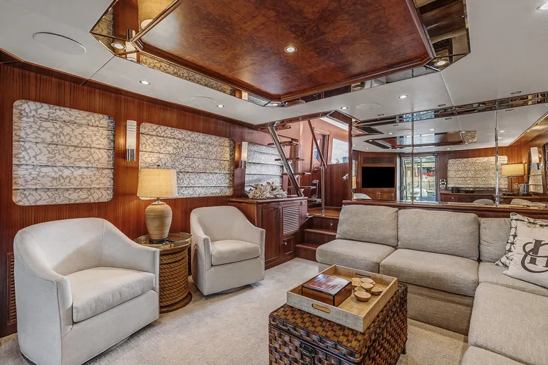 Slide: The Image of Luxurious interior of 2013 Ocean Alexander 65 Pilothouse yacht with elegant seating and decor. - 9