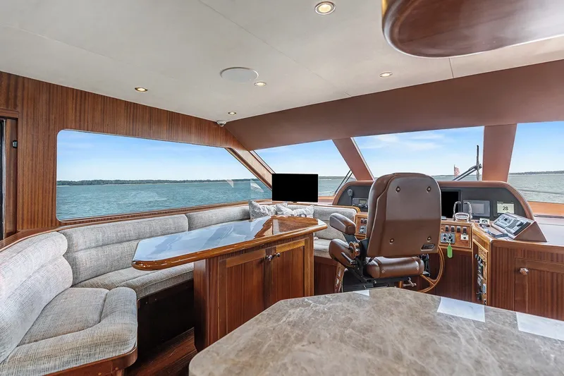 Slide: The Image of Luxurious interior of 2013 Ocean Alexander 65 Pilothouse yacht with panoramic ocean views. - 15