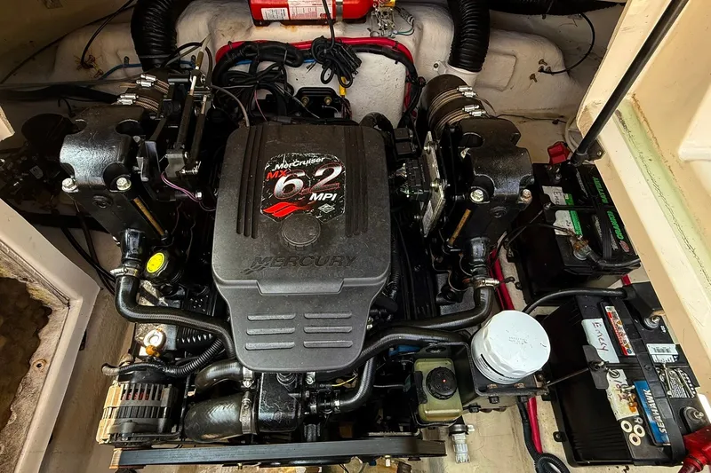 Slide: The Image of Engine compartment of a 2005 Sea Ray 270 Sundeck with MerCruiser 6.2 MPI engine. - 4