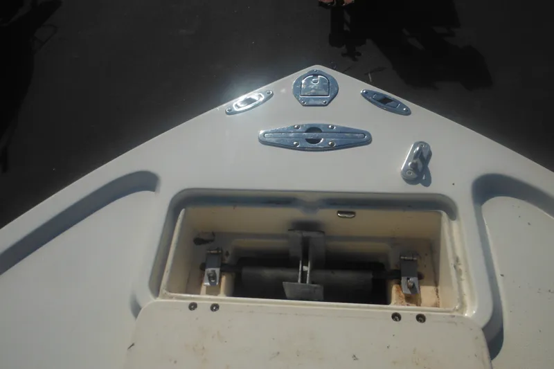 Slide: The Image of Bow of a 2001 Parker 1801 Center Console boat with anchor storage. - 15