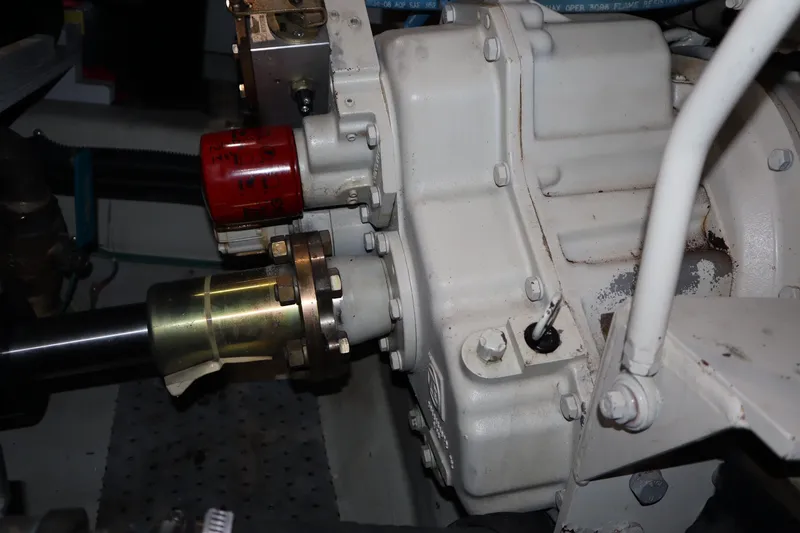 Slide: The Image of Engine component of a 1999 Carver Yacht Voyager 530, showcasing mechanical details. - 45