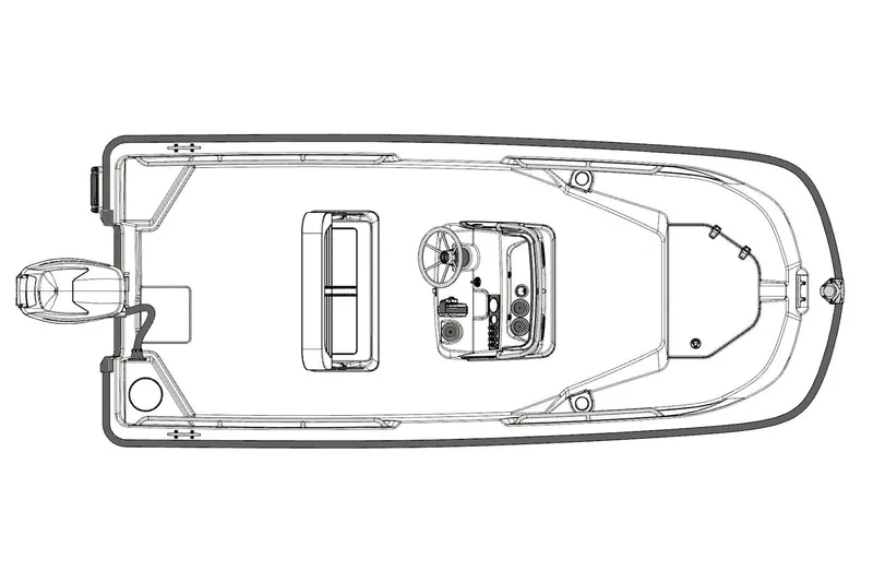 Slide: The Image of Manufacturer Provided Image: Top view of a 2018 Boston Whaler 150 Montauk boat layout. - 12
