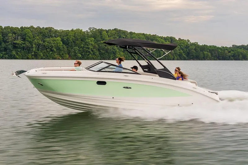 Slide: The Image of Manufacturer Provided Image: 2022 Sea Ray SDX 270 boat cruising on a lake with passengers. - 21