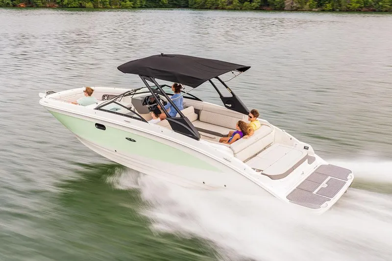 Slide: The Image of Manufacturer Provided Image: 2022 Sea Ray SDX 270 boat cruising on a lake with passengers. - 22
