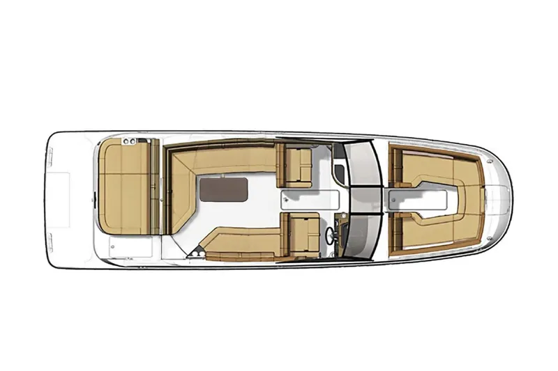 Slide: The Image of Manufacturer Provided Image: Top view layout of 2022 Sea Ray SDX 270 boat with seating and storage areas. - 28
