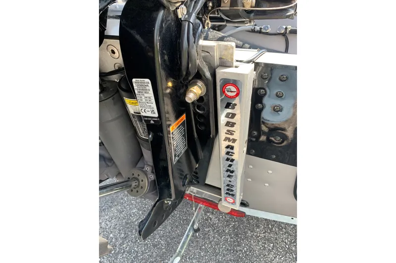 Slide: The Image of Close-up of 2025 Lund 2075 Impact XS boat engine mount with Bob's Machine components. - 26