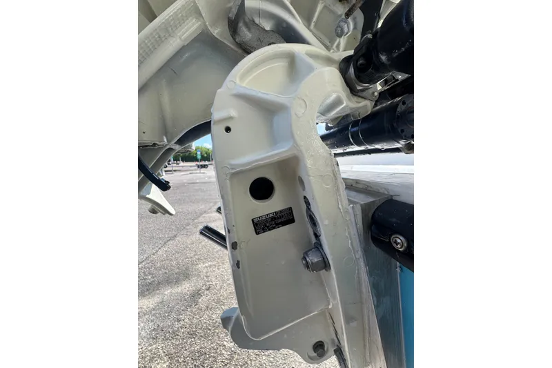 Slide: The Image of Close-up of a 2003 Contender 25 Open boat engine mount detail. - 36