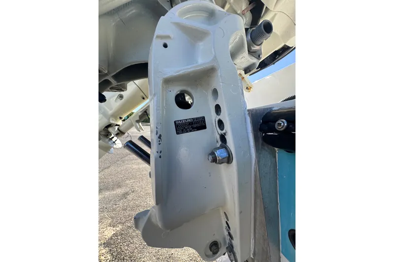 Slide: The Image of Close-up of a 2003 Contender 25 Open boat engine mount detail. - 35