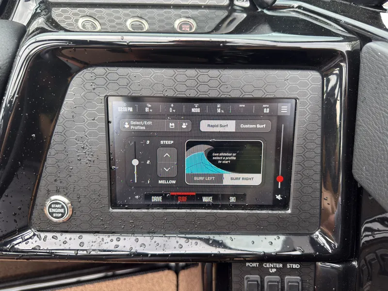 Slide: The Image of The image shows a control display of a MasterCraft NXT23 boat with various surf settings. - 41