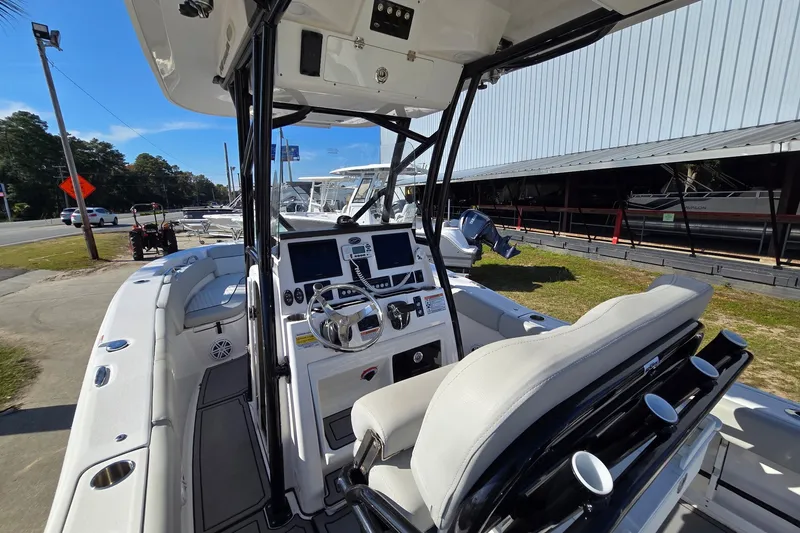 Slide: The Image of 2023 Sea Fox 248 Commander boat interior with modern helm and seating. - 18