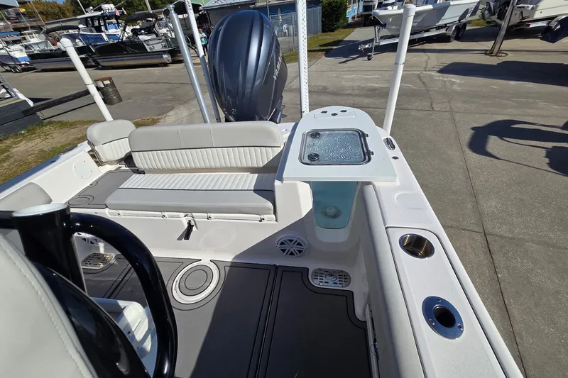 Slide: The Image of 2023 Sea Fox 248 Commander boat interior with seating and storage features. - 20