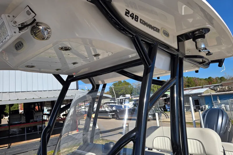 Slide: The Image of 2023 Sea Fox 248 Commander boat interior with sturdy black framework and modern features. - 21