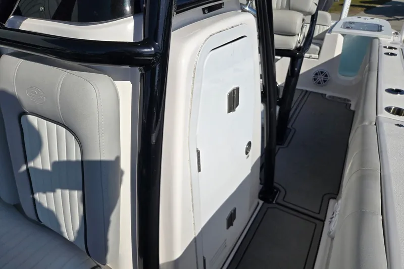 Slide: The Image of 2023 Sea Fox 248 Commander boat interior with seating and storage compartments. - 22