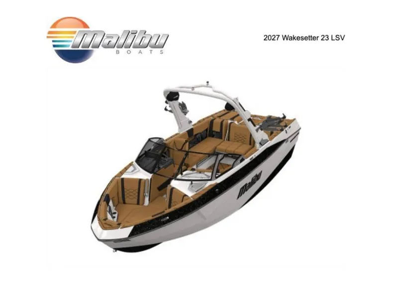 The Image of The image shows a 2027 Malibu Wakesetter 23 LSV boat with a sleek design. - 1