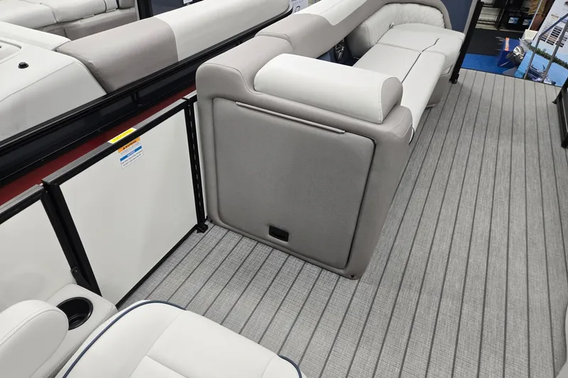 Slide: The Image of Interior of 2027 Godfrey Sweetwater 2286 SBC pontoon boat with plush seating and sleek flooring. - 26