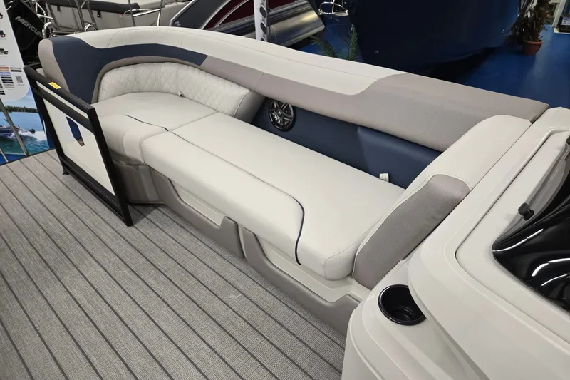 Slide: The Image of Luxurious seating on 2027 Godfrey Sweetwater 2286 SBC pontoon boat, featuring elegant upholstery. - 29